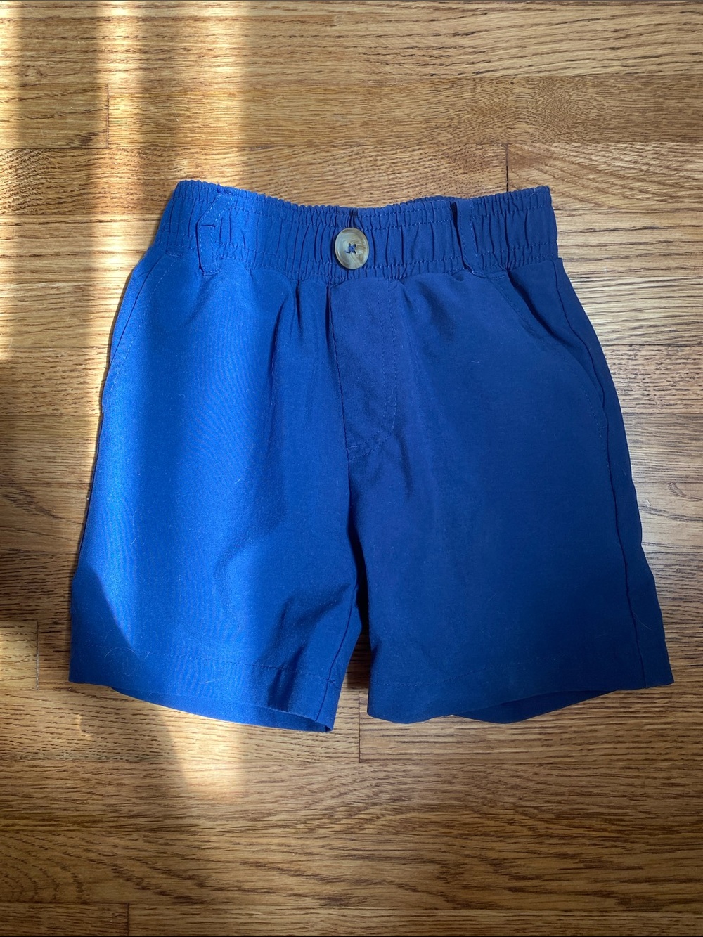 Toddler Navy Elastic-Waist Shorts with Button Front